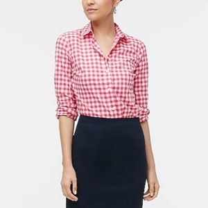 Long Sleeved Dark Pink/ Red Gingham J. Crew Top